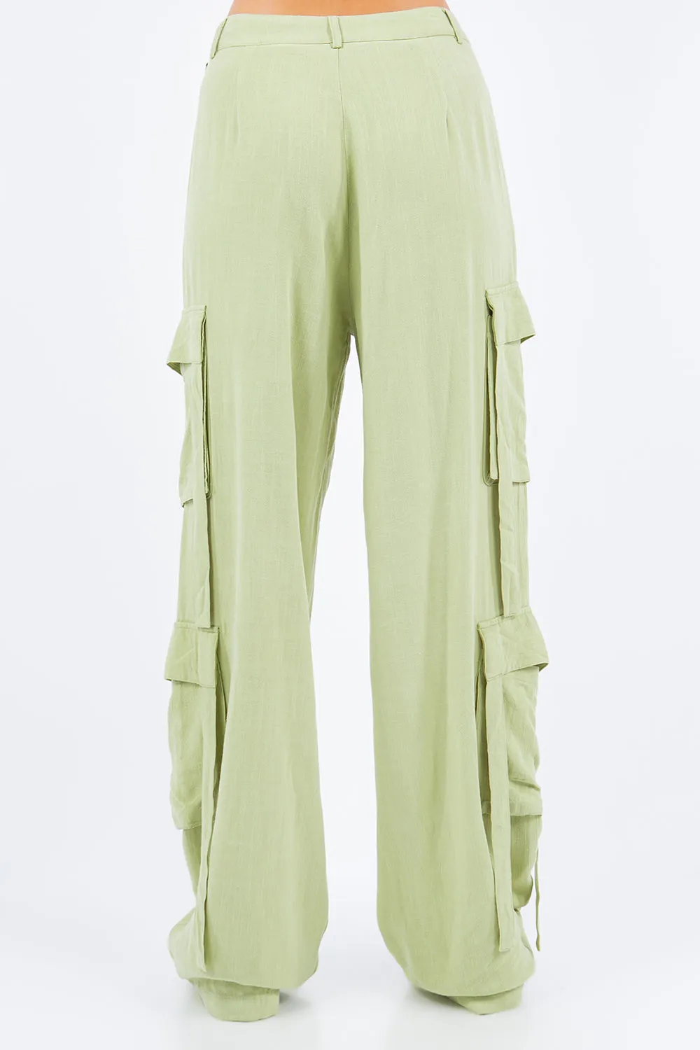 American Bazi Linen Wide Leg Cargo Pants sold by Charming Charlie product image thumbnail 2