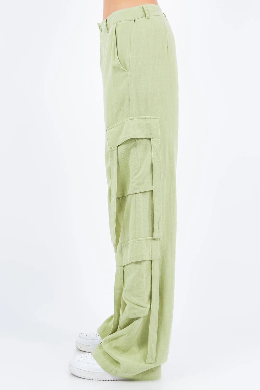 American Bazi Linen Wide Leg Cargo Pants sold by Charming Charlie product image thumbnail 3