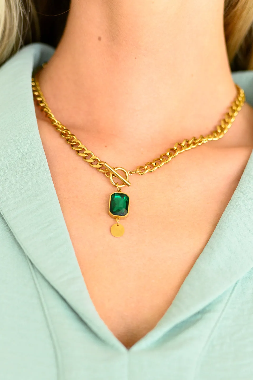 Emerald Chain Necklace sold by Charming Charlie