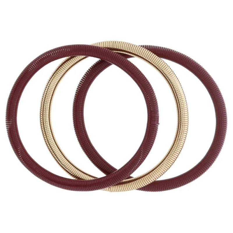 Set of 3, Maroon and Gold Stretchy Bangles Bracelet, 8" Around sold by Charming Charlie