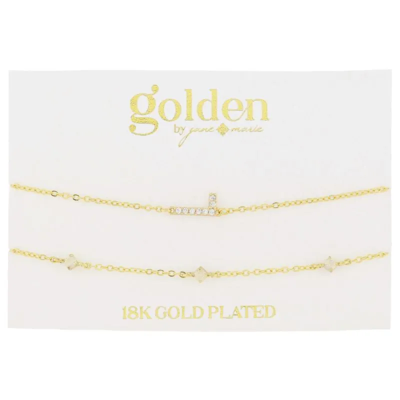 7" Around 18K Gold Plated Set of 2, Cubic Zirconia Pave "L" Initial, Multi Opals Bracelet, 1.5" Ext sold by Charming Charlie