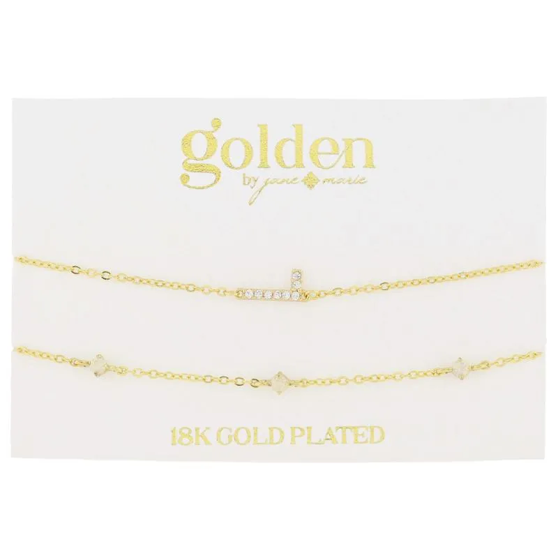 7" Around 18K Gold Plated Set of 2, Cubic Zirconia Pave "L" Initial, Multi Opals Bracelet, 1.5" Ext sold by Charming Charlie