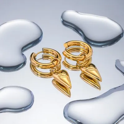 Stainless Steel Heart Dangle Earrings sold by Charming Charlie product image thumbnail 4