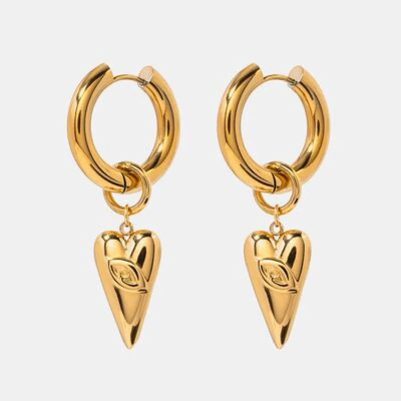 Stainless Steel Heart Dangle Earrings sold by Charming Charlie