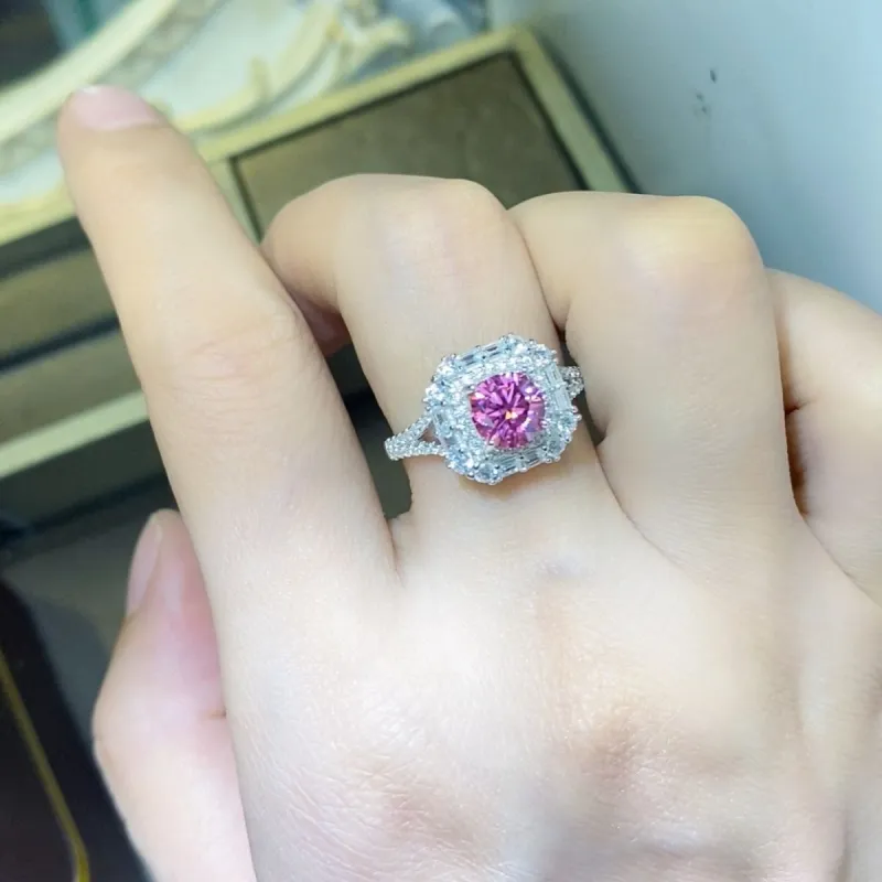 1 Carat Moissanite Zircon 925 Sterling Silver Ring made by Charming Charlie