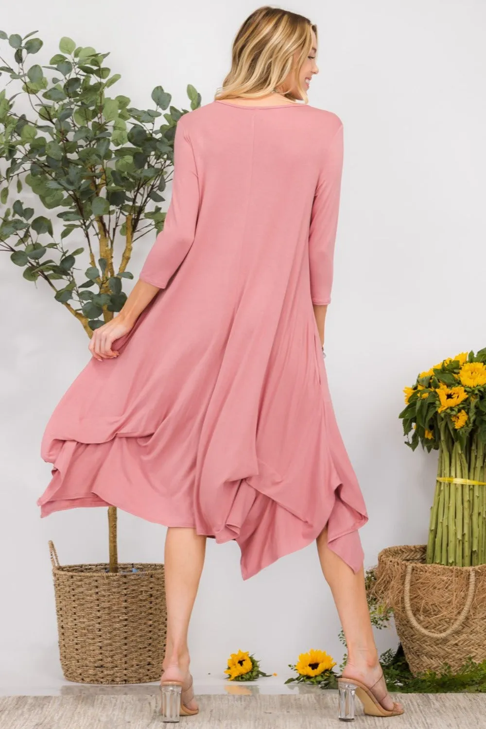 Celeste Full Size Pick-up Hem Asymmetric Midi Dress sold by Charming Charlie product image thumbnail 2
