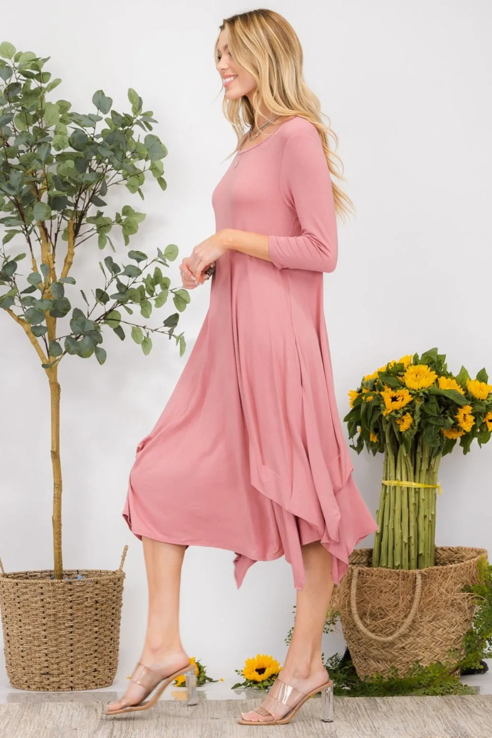 Celeste Full Size Pick-up Hem Asymmetric Midi Dress sold by Charming Charlie product image thumbnail 3