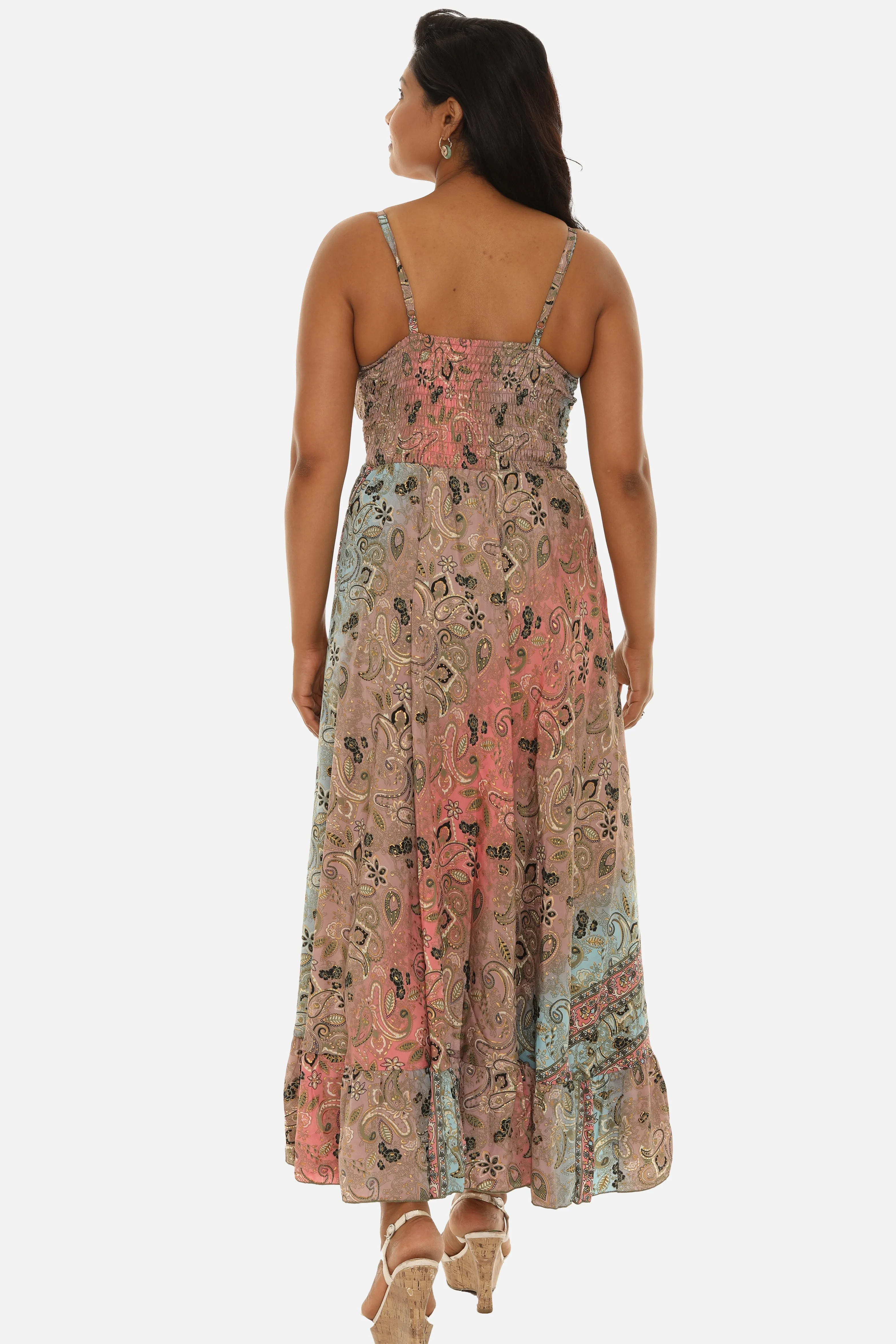 Printed Long Halter Dress with Back Ties. sold by Charming Charlie product image thumbnail 5