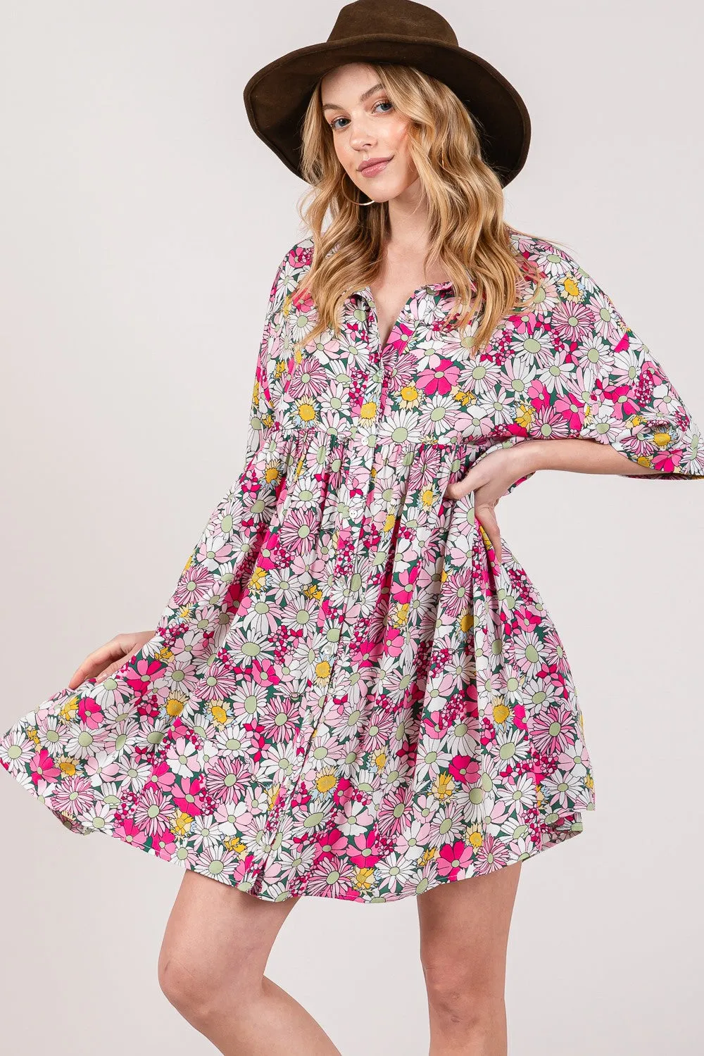 SAGE + FIG Floral Button Down Mini Shirt Dress sold by Charming Charlie product image thumbnail 2