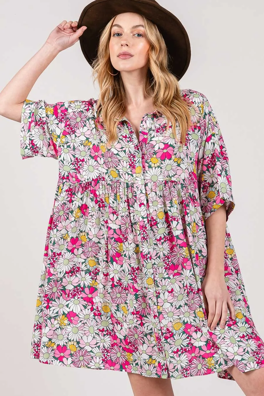 SAGE + FIG Floral Button Down Mini Shirt Dress sold by Charming Charlie product image thumbnail 3