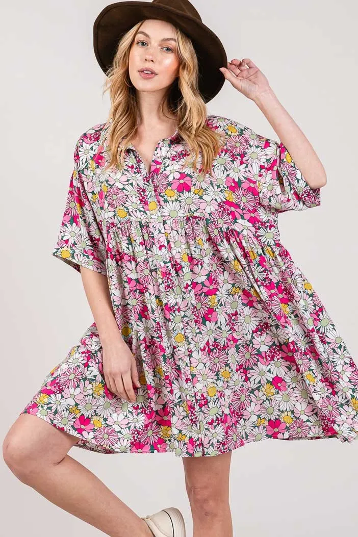 SAGE + FIG Floral Button Down Mini Shirt Dress sold by Charming Charlie