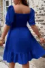 Plus Size Smocked Square Neck Short Sleeve Dress sold by Charming Charlie