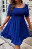 Plus Size Smocked Square Neck Short Sleeve Dress sold by Charming Charlie
