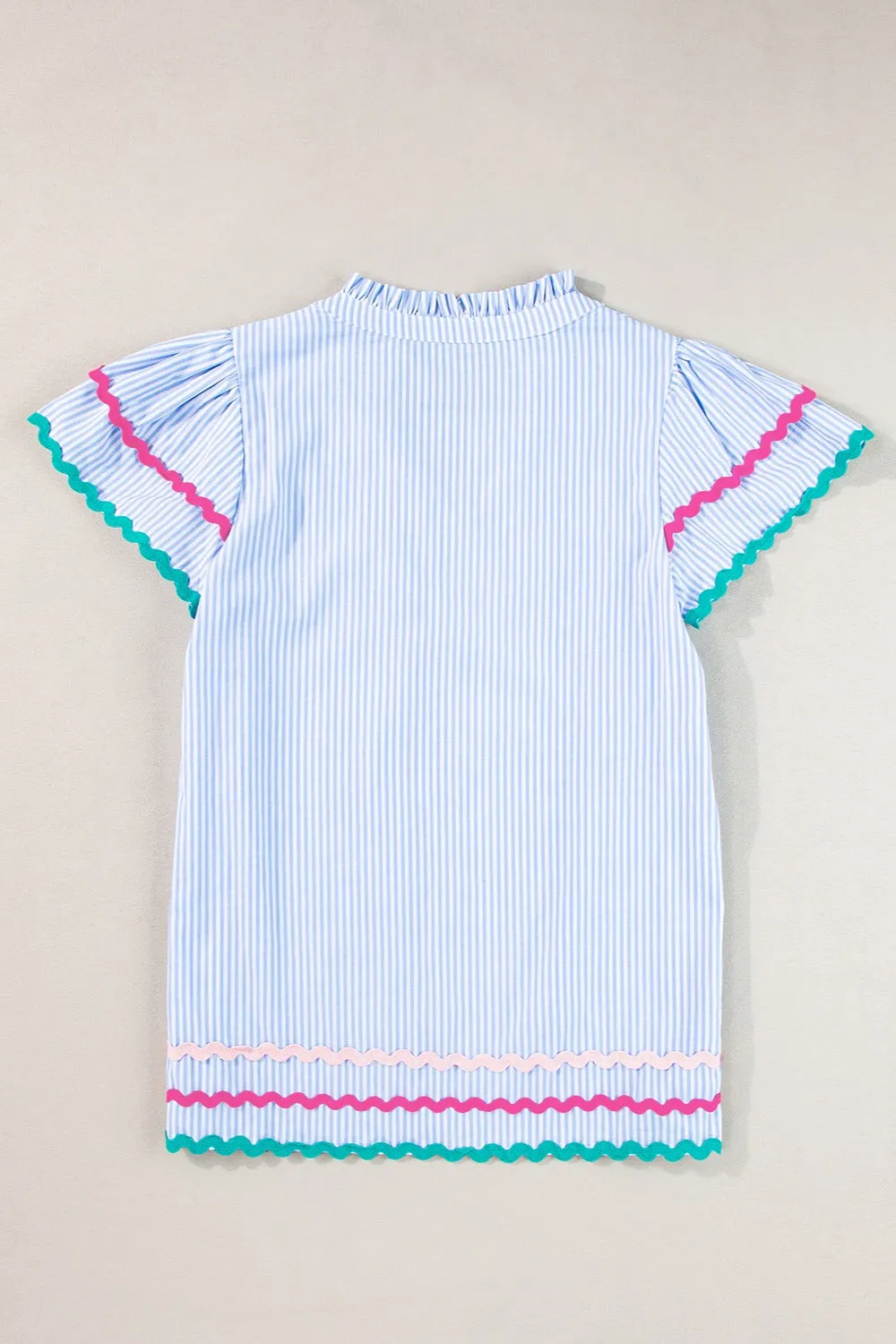 Striped Notched Short Sleeve Blouse sold by Charming Charlie product image thumbnail 3