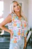 Ruffled Printed Round Neck Blouse sold by Charming Charlie