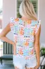 Ruffled Printed Round Neck Blouse sold by Charming Charlie