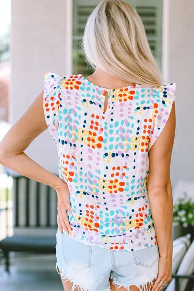 Ruffled Printed Round Neck Blouse sold by Charming Charlie product image thumbnail 2