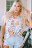 Ruffled Printed Round Neck Blouse sold by Charming Charlie