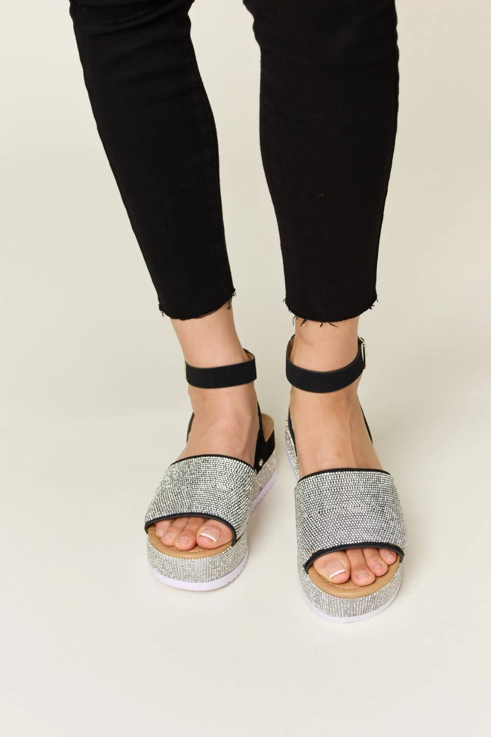 Forever Link Rhinestone Buckle Strappy Wedge Sandals sold by Charming Charlie product image thumbnail 2