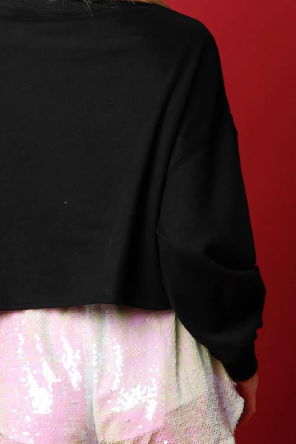 Sequin Round Neck Dropped Shoulder Sweatshirt sold by Charming Charlie product image thumbnail 3