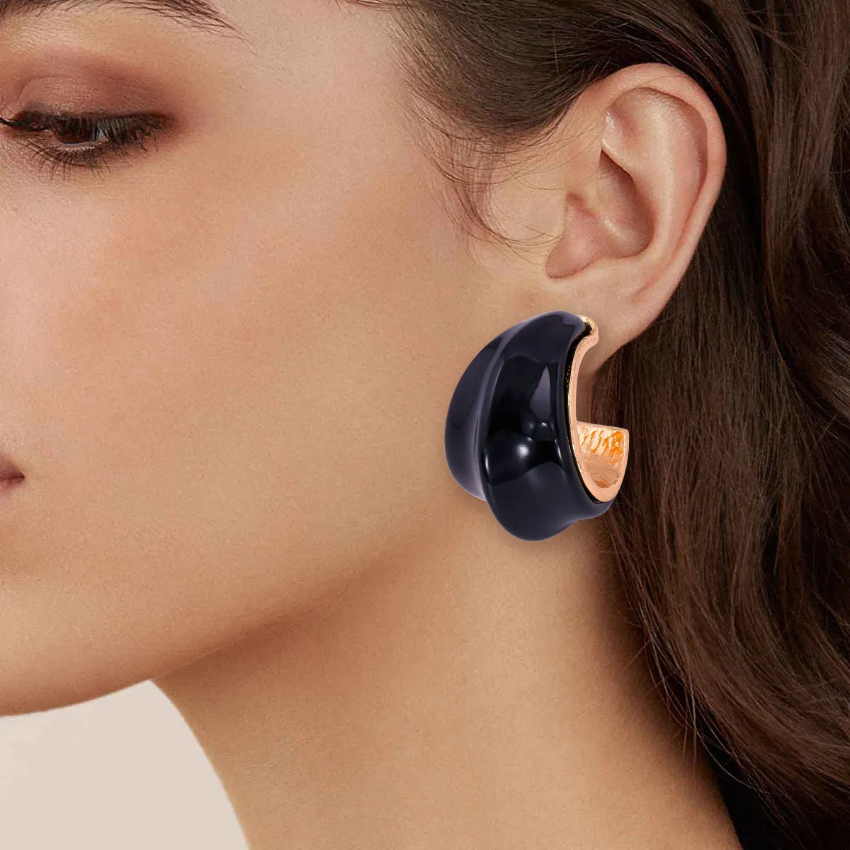 Alloy Drip Oil C-Hoop Earrings sold by Charming Charlie product image thumbnail 4