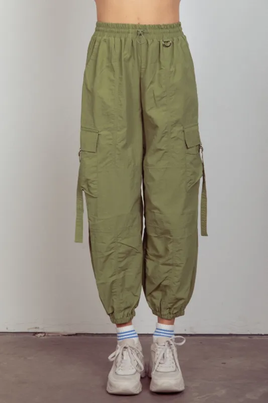 VERY J Elastic Waist Woven Cargo Pants sold by Charming Charlie