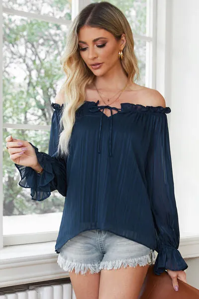 Frill Tied Off-Shoulder Flounce Sleeve Blouse sold by Charming Charlie product image thumbnail 5