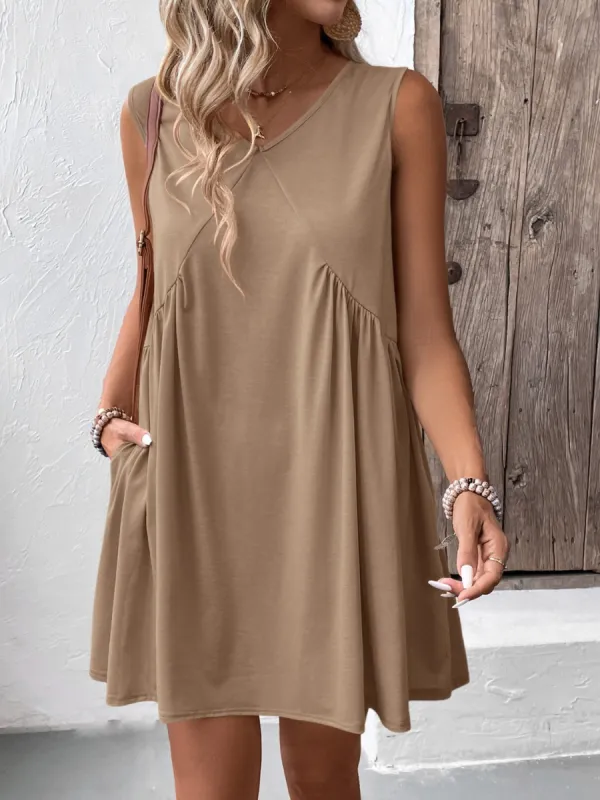 Ruched V-Neck Sleeveless Mini Dress sold by Charming Charlie