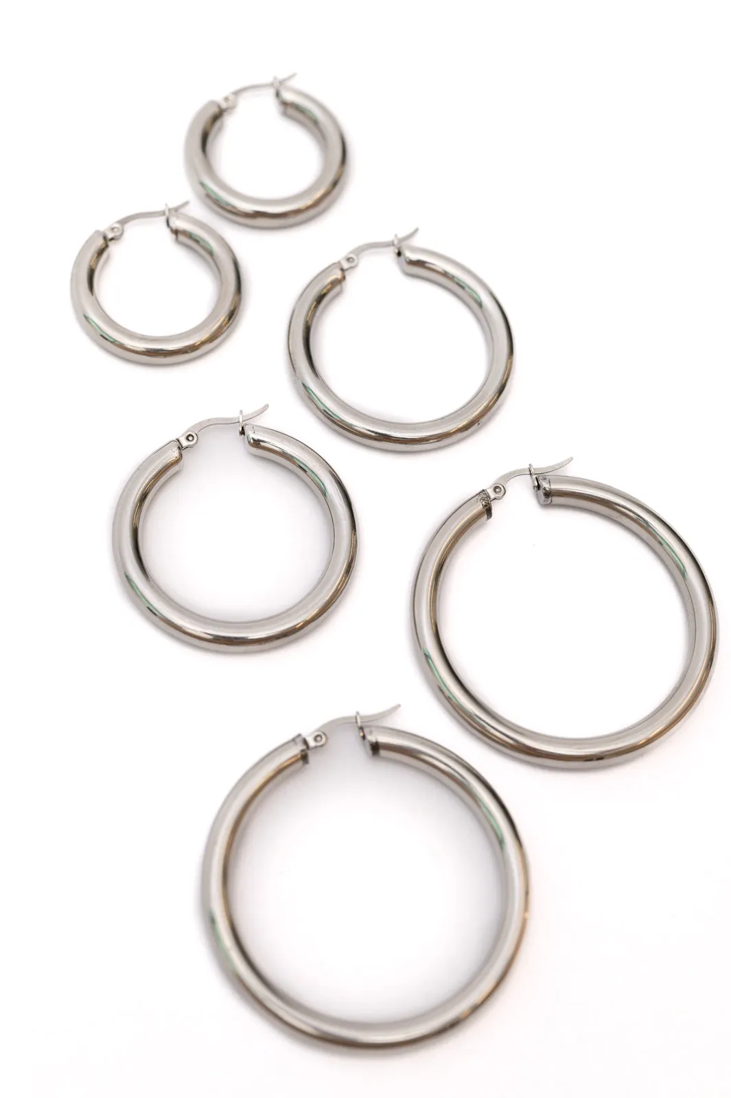 Day to Day Hoop Earrings Set in Silver sold by Charming Charlie