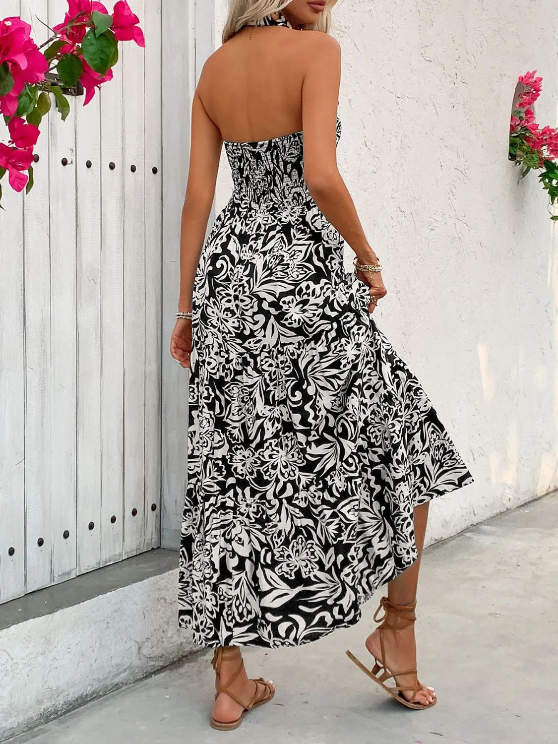 Backless Smocked Printed Sleeveless Midi Dress sold by Charming Charlie product image thumbnail 2