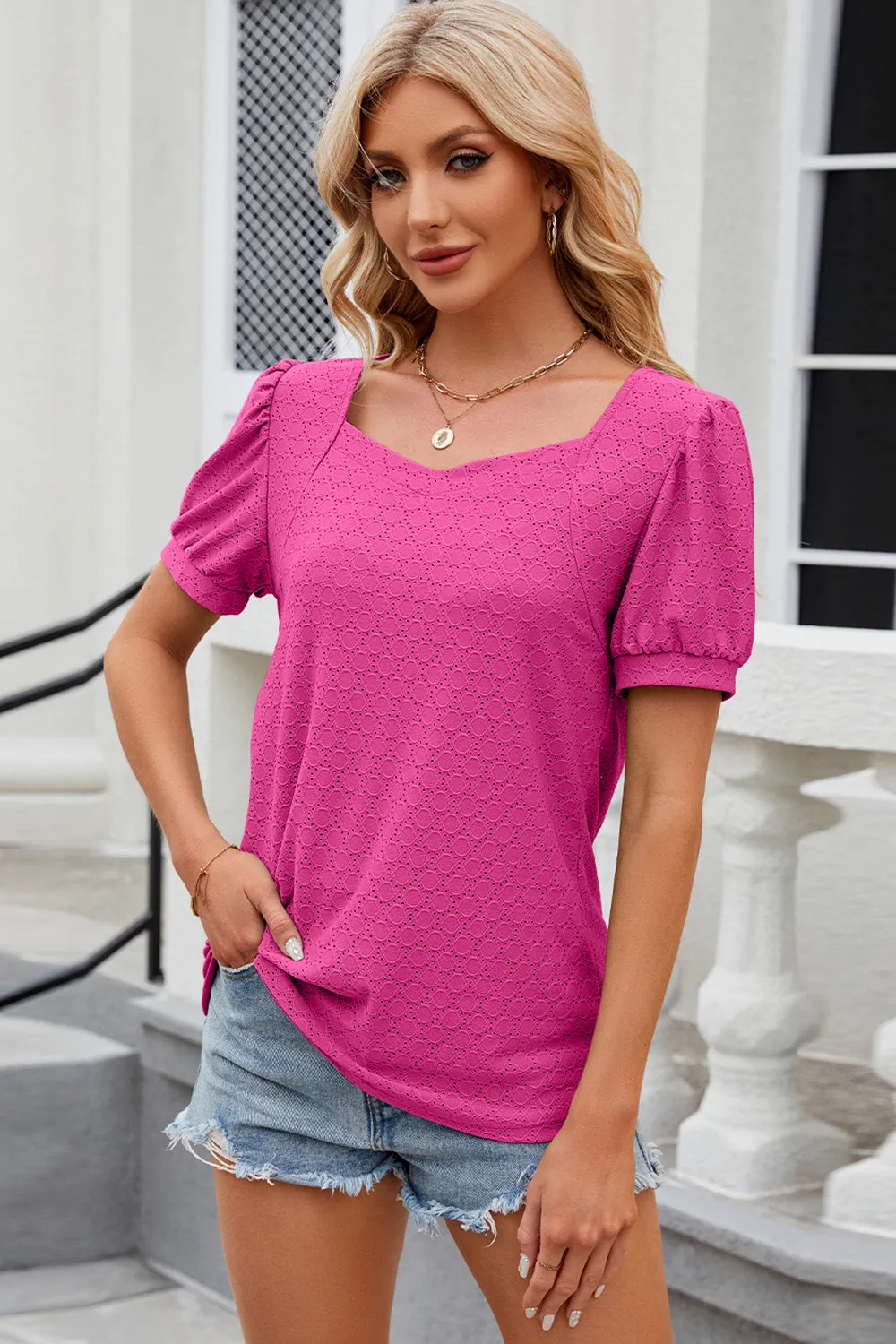 Eyelet Short Sleeve Top sold by Charming Charlie product image thumbnail 3