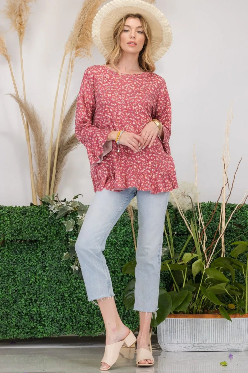 Celeste Full Size Floral Ruffle Detail Top sold by Charming Charlie product image thumbnail 4