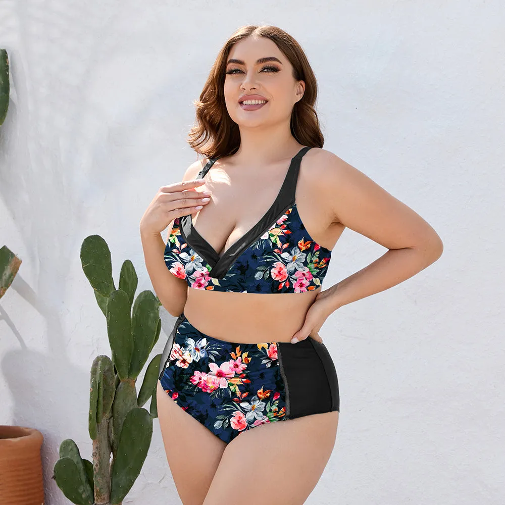 Plus Size Floral High Waist Two-Piece Swim Set sold by Charming Charlie product image thumbnail 3