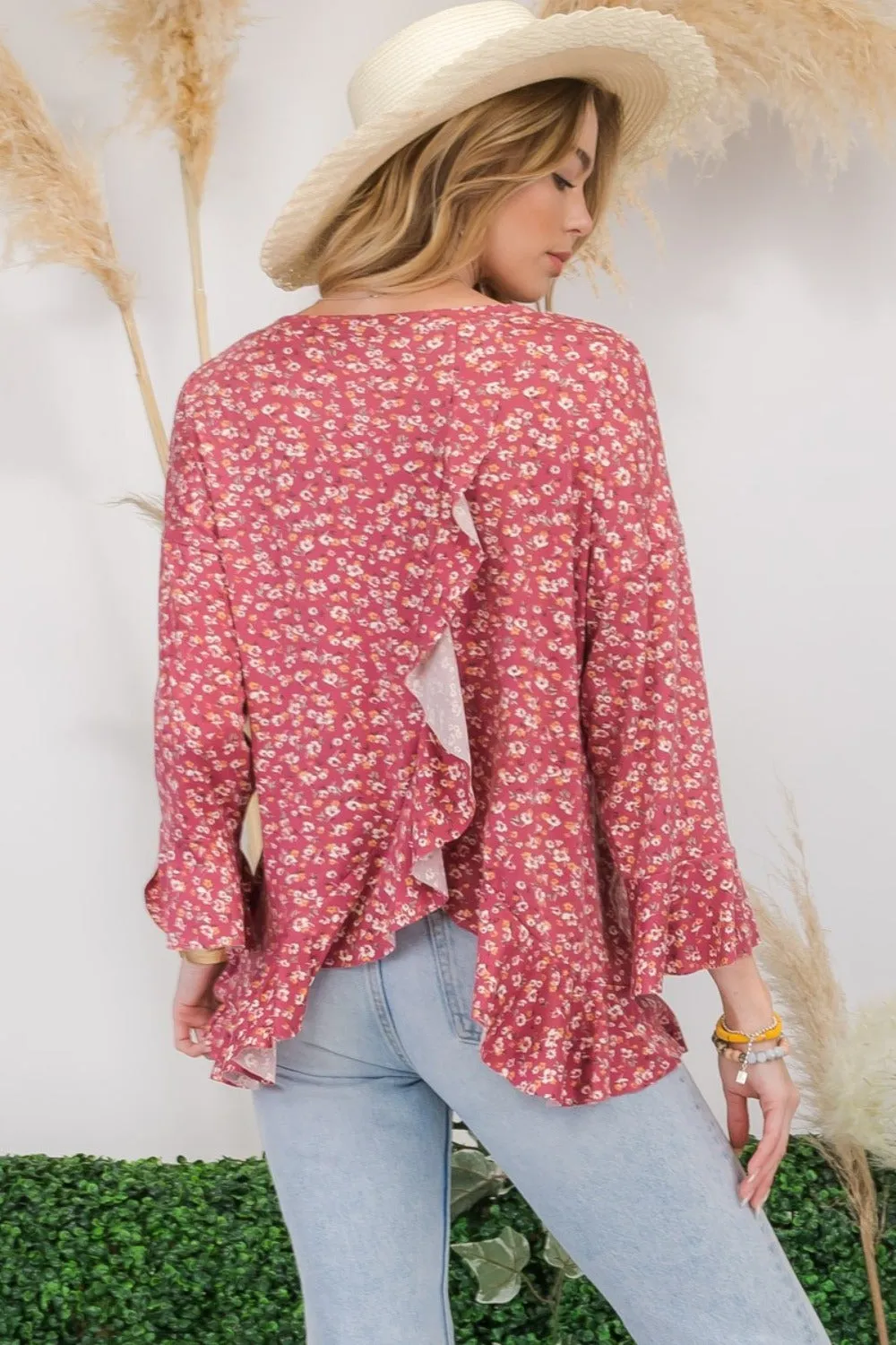 Celeste Full Size Floral Ruffle Detail Top sold by Charming Charlie product image thumbnail 2