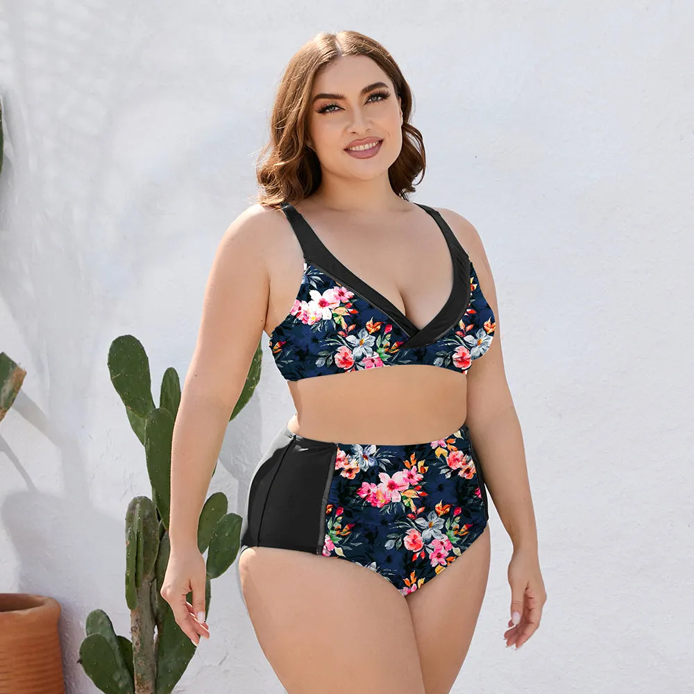 Plus Size Floral High Waist Two-Piece Swim Set sold by Charming Charlie product image thumbnail 4