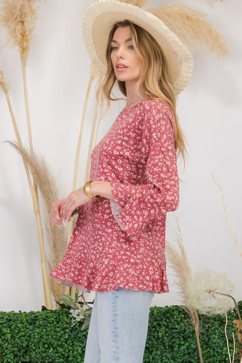 Celeste Full Size Floral Ruffle Detail Top sold by Charming Charlie product image thumbnail 3