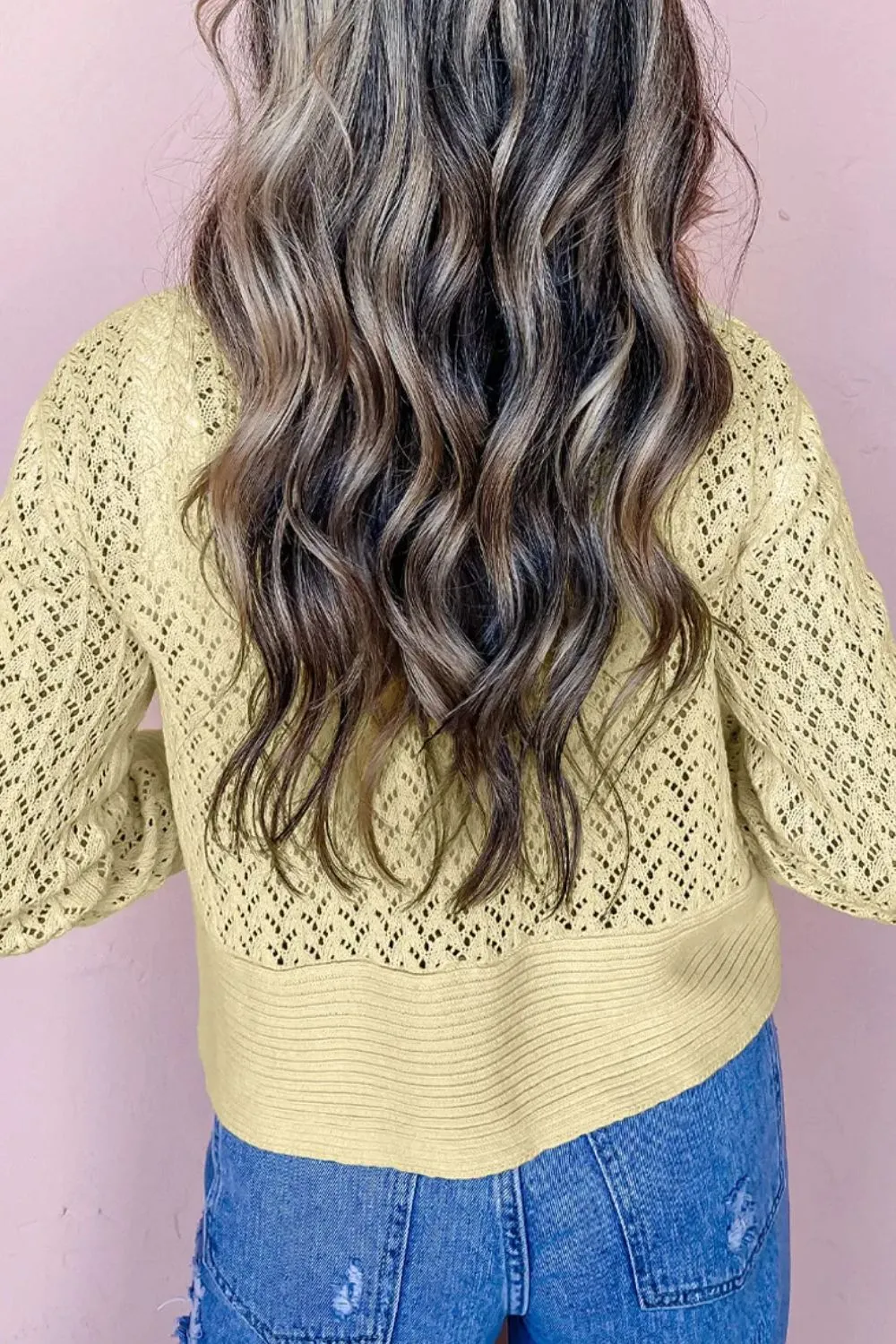 Openwork Open Front Long Sleeve Cardigan sold by Charming Charlie product image thumbnail 2