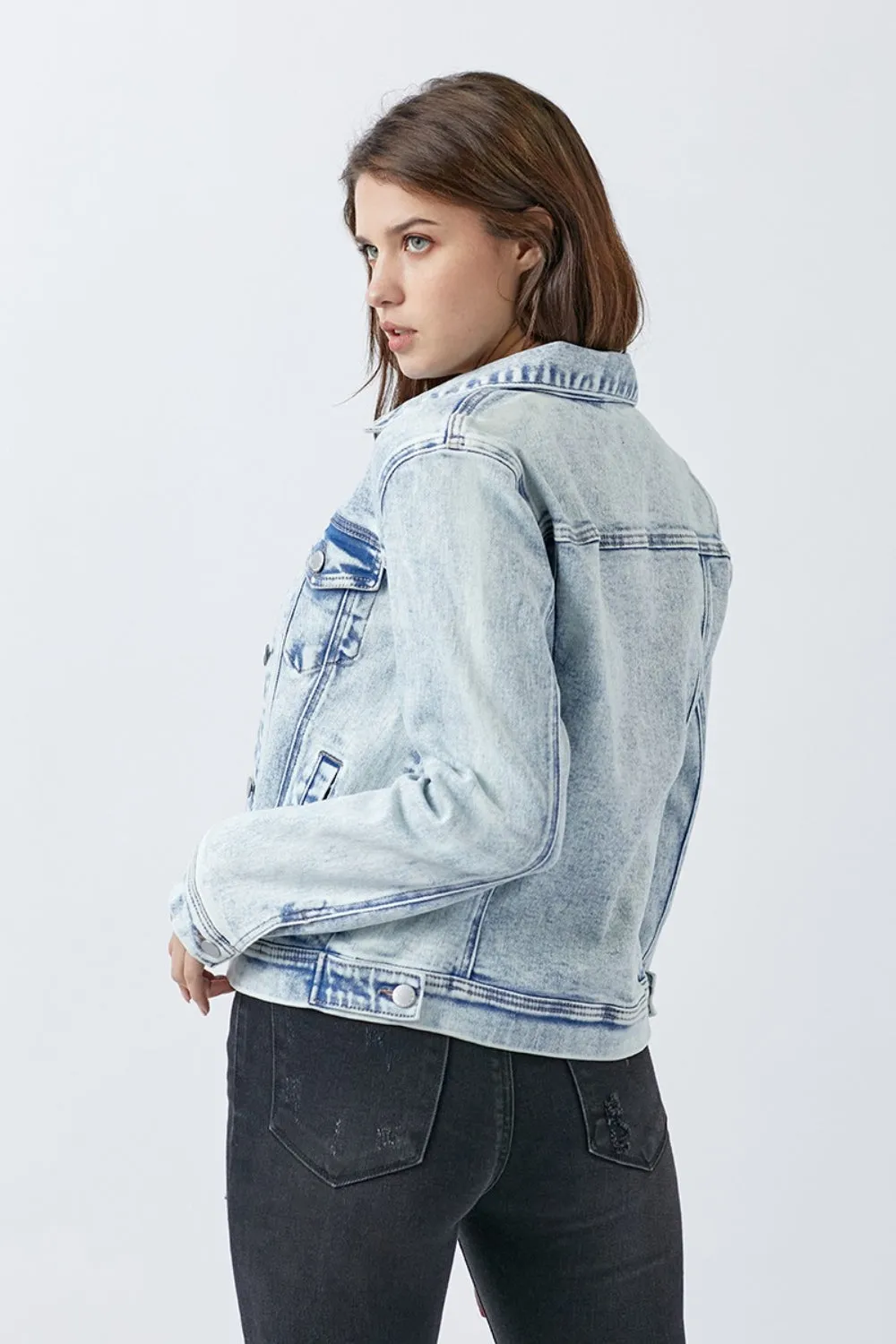 RISEN Button Up Washed Denim Jacket sold by Charming Charlie product image thumbnail 2