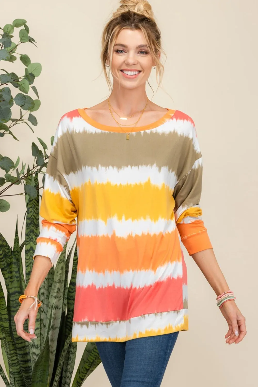 Celeste Full Size Striped Long Sleeve T-Shirt sold by Charming Charlie