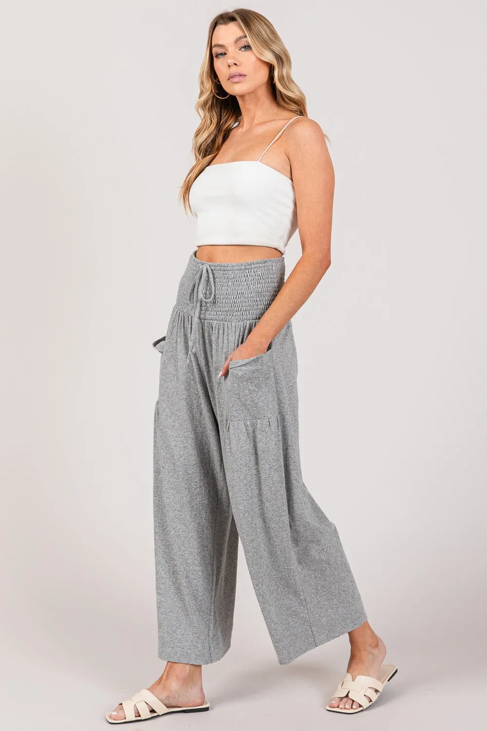 SAGE + FIG Drawstring Smocked High Waist Pants sold by Charming Charlie