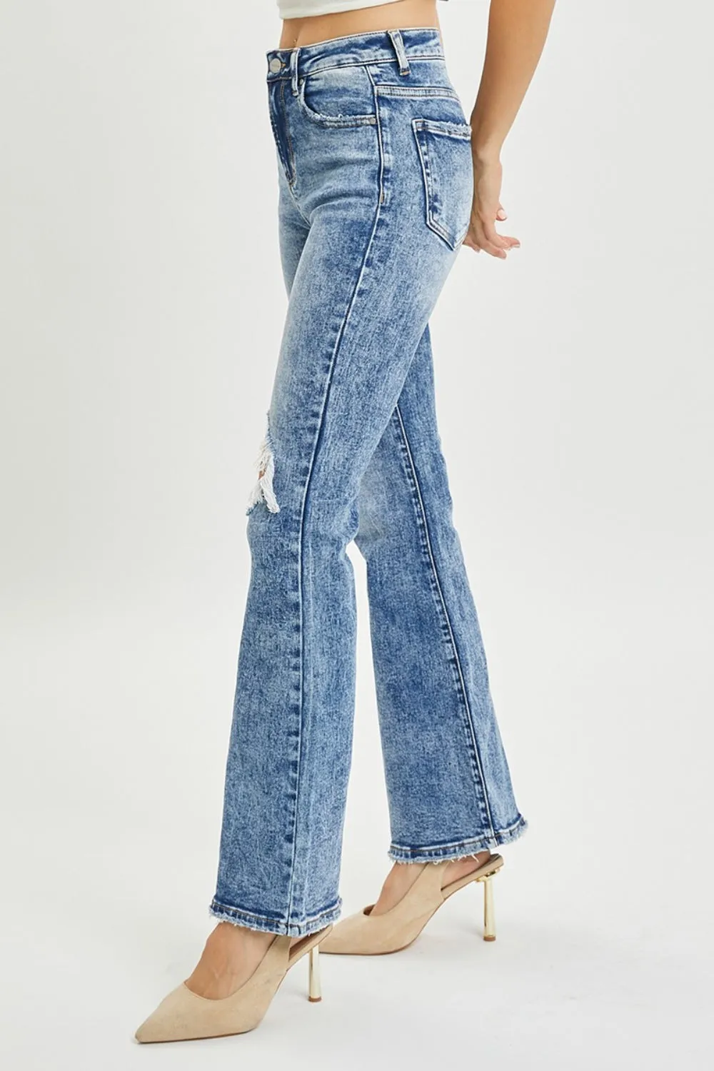 RISEN Full Size High Rise Distressed Flare Jeans sold by Charming Charlie product image thumbnail 3