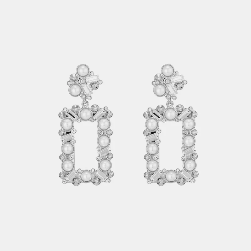 Synthetic Pearl Rhinestone Geometric Shape Dangle Earrings sold by Charming Charlie