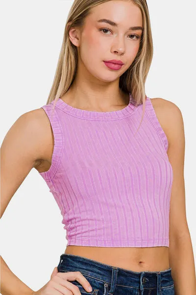 Zenana Ribbed Round Neck Cropped Tank sold by Charming Charlie product image thumbnail 3
