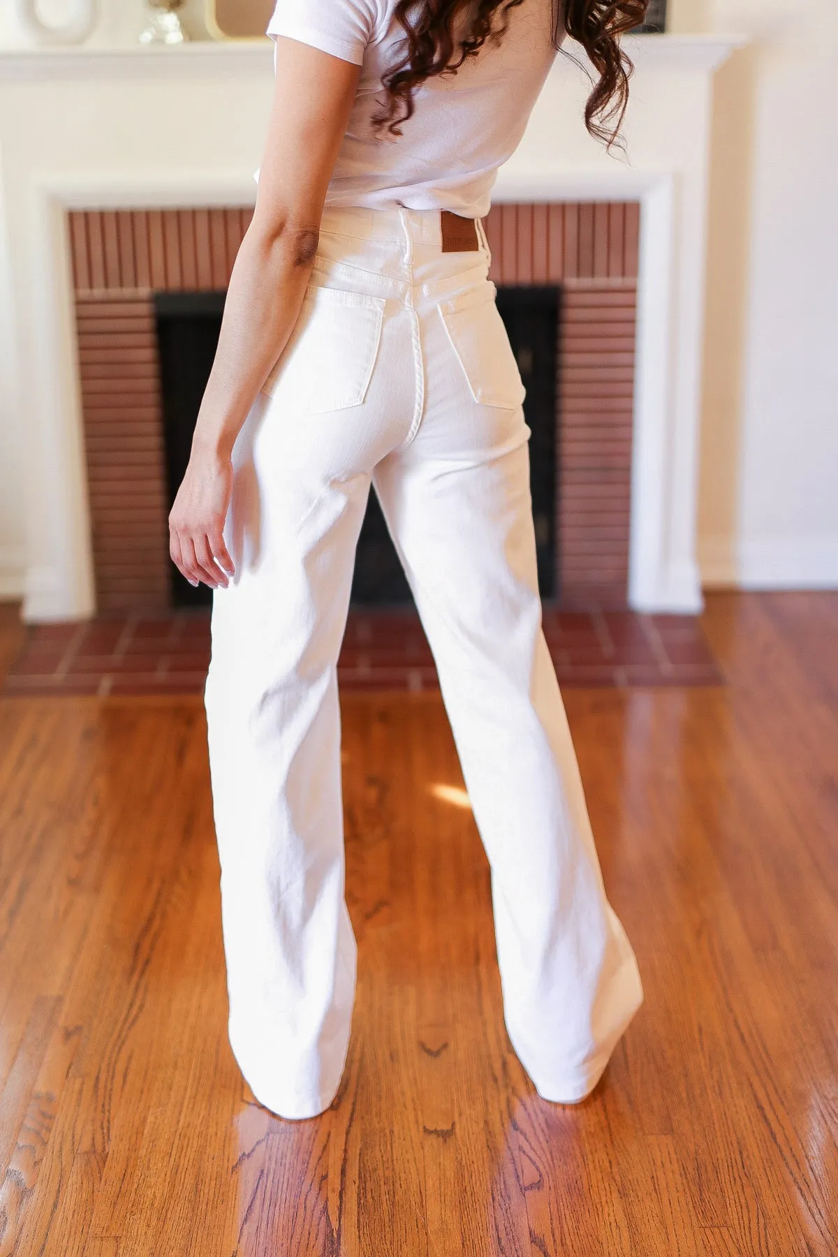 Judy Blue Above & Beyond White Braided Waist Wide Leg Jeans sold by Charming Charlie product image thumbnail 2