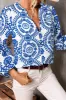Printed Notched Long Sleeve Blouse sold by Charming Charlie