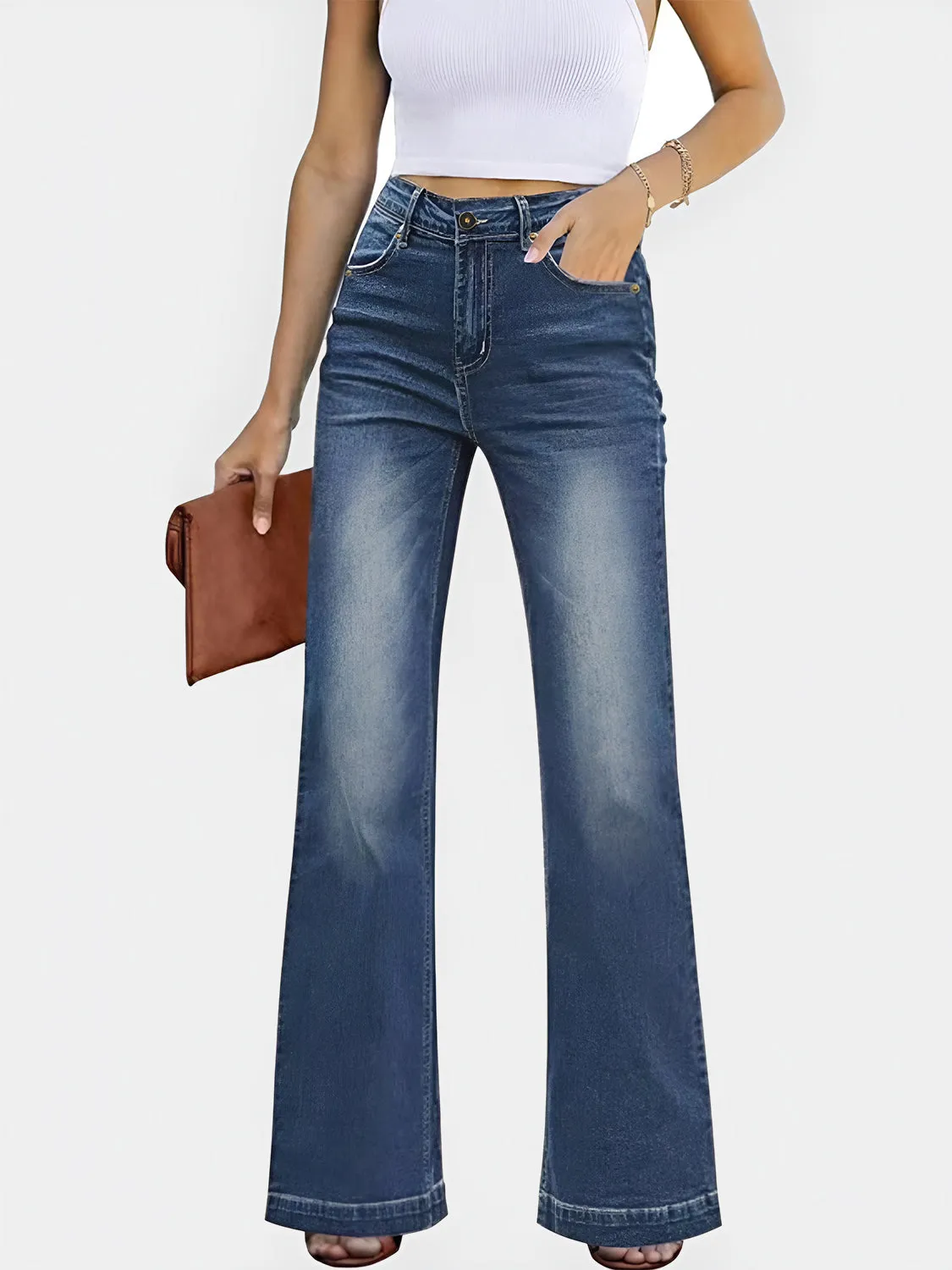 High Waist Bootcut Jeans with Pockets sold by Charming Charlie