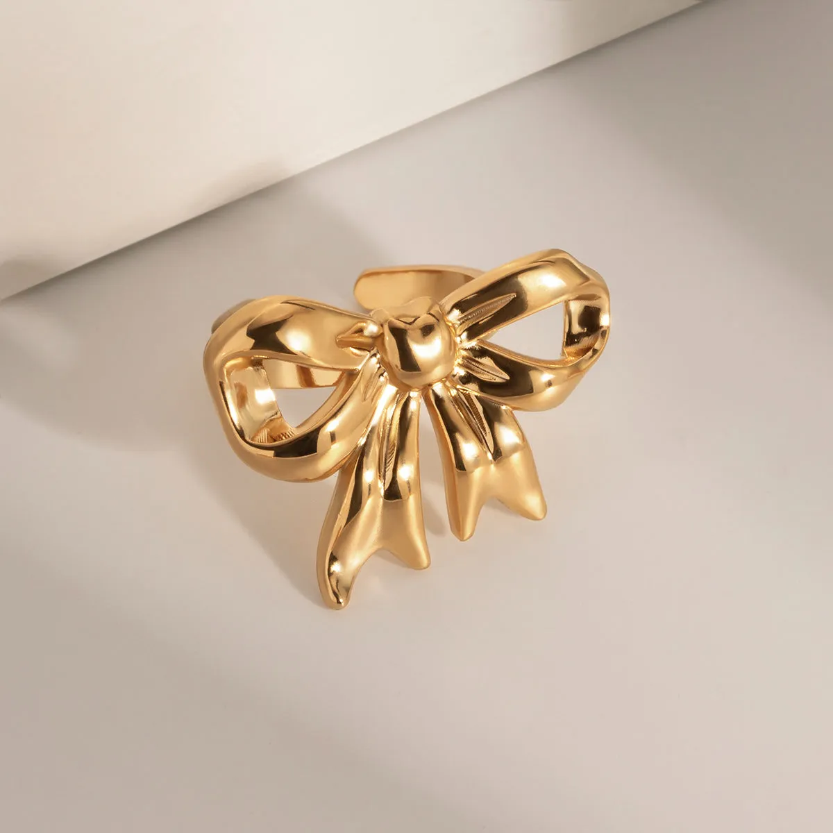 18K Gold-Plated Stainless Steel Bow Ring sold by Charming Charlie product image thumbnail 2