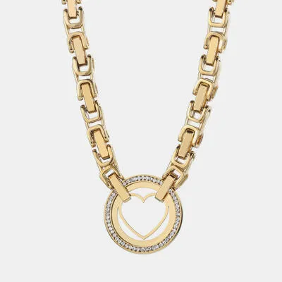 Cutout Heart Shape Inlaid Zircon Chain Necklace sold by Charming Charlie