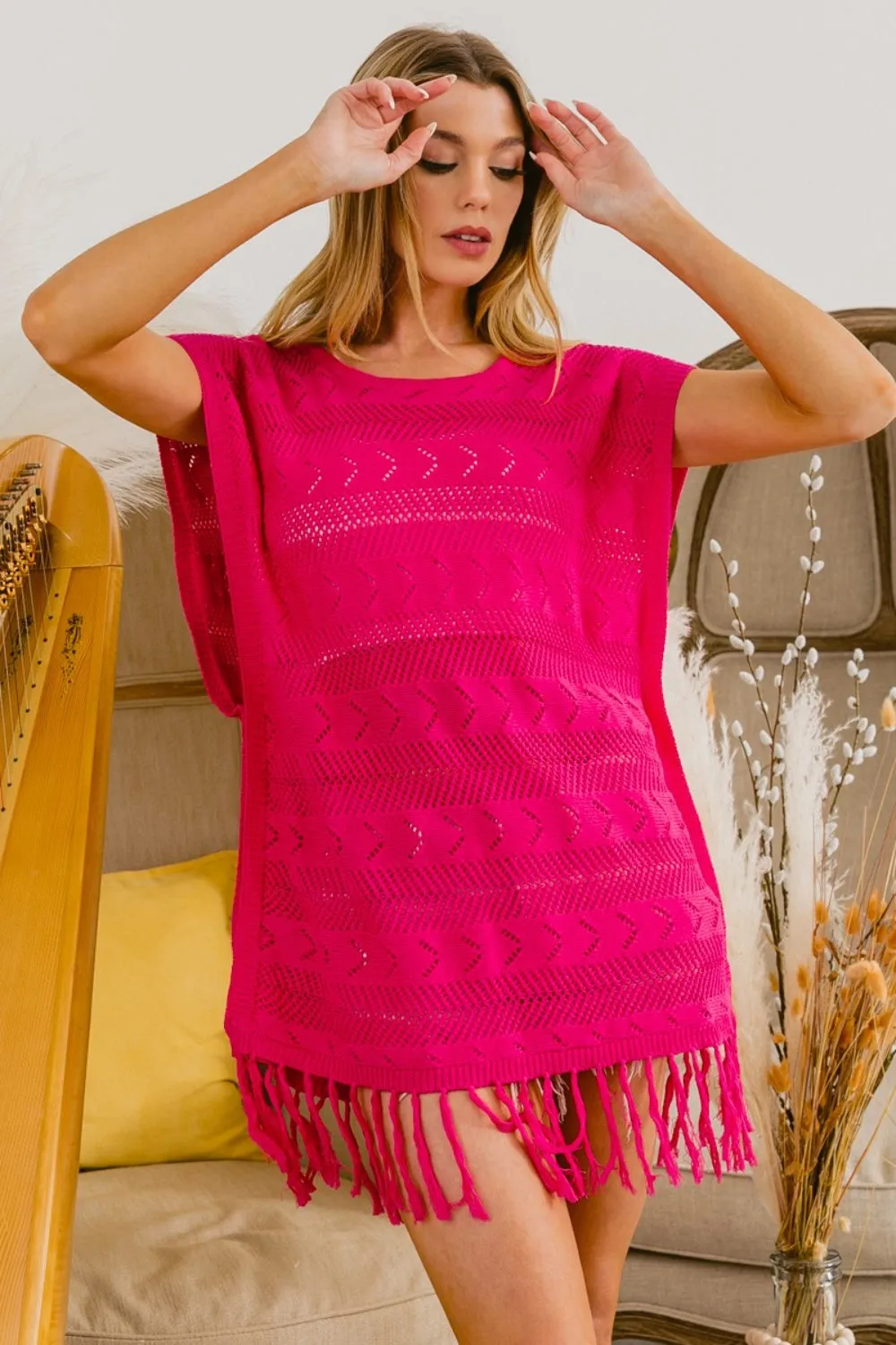 BiBi Fringed Hem Knit Top sold by Charming Charlie product image thumbnail 3