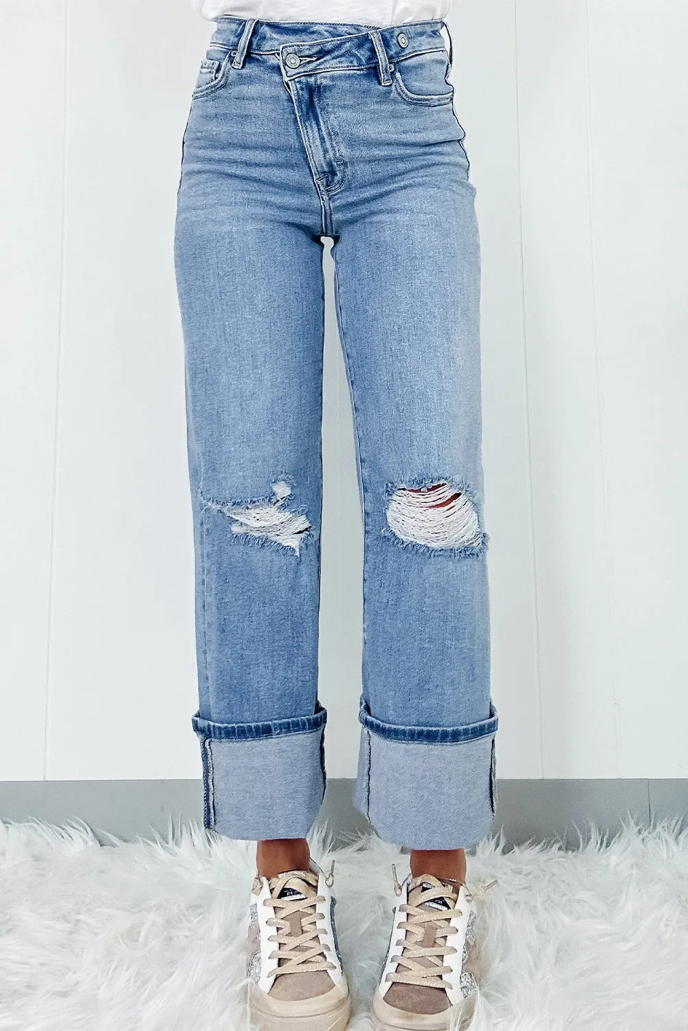 Distressed Straight Jeans with Pockets sold by Charming Charlie product image thumbnail 2